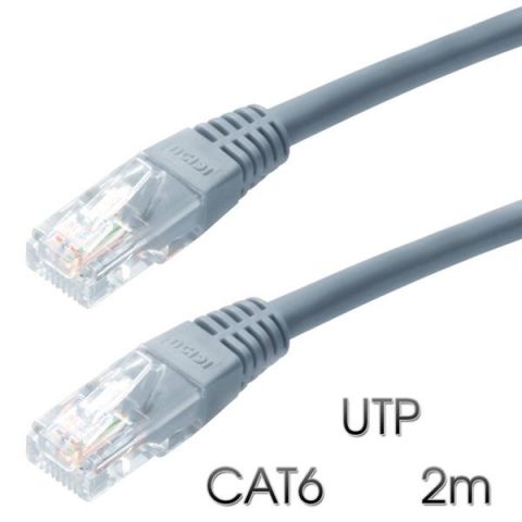 Cromad cable Red UTP CAT6 2 Metros Gris Claro