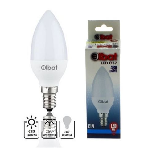 Elbat Bombilla Led C37 6W E14 480 lumen Blanca