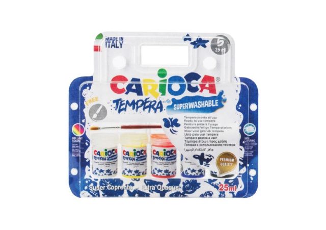 Carioca Tempera 5 colores 25ml + Pincel