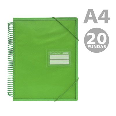 OfficeBox Carpeta Espiral 20 Fundas A4 Verde