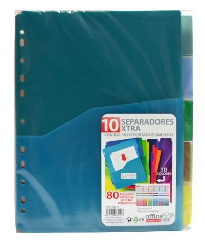 OfficeBox Separador Xtra 10 colores  Bolsillo