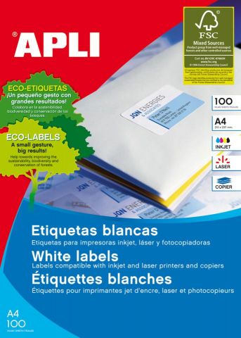 Apli Etiquetas Adhesivas Blancas 105x148 01280