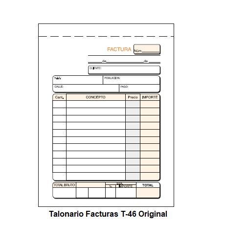 Loan Talonario Factura T46 Original 10,5 x 15Cm