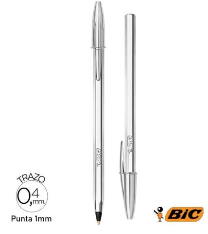 Bic Bolígrafo Cristal Plata Celebrate Negro