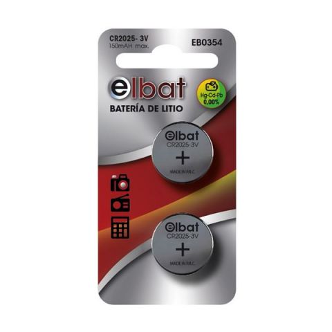 Elbat Pila Litio CR2025 3V Pack 2 Unidades