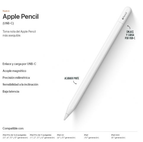 Apple Pencil Blanco Mate Usb C