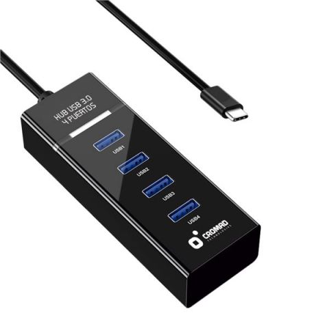 Cromad Hub Usb C a 4 Puertos Usb 3.0 Negro